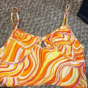 Orange pink yellow and white pacsun top size small